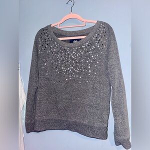 American Eagle Outfitters Gray Sequin  Crewneck Sweater\Pullover, Medkoun